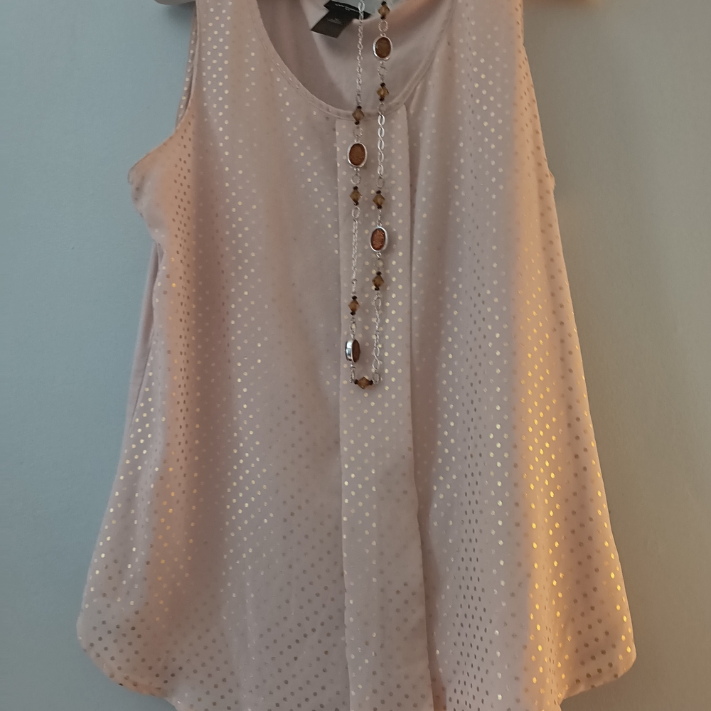 Ann Taylor Factory Light Pink Polka Dot Tank Top